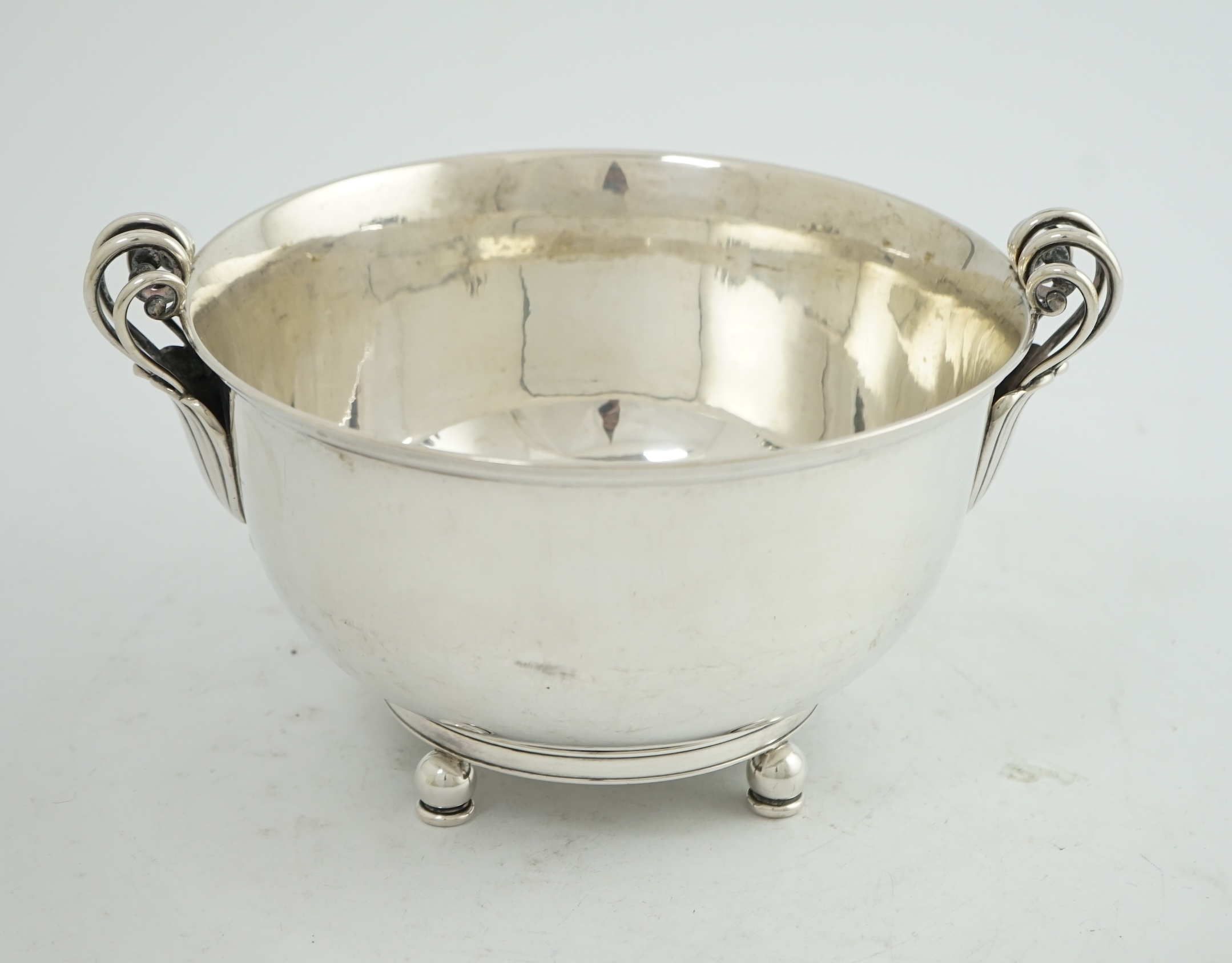 A stylish 1930's Danish silver two handled fruit bowl, by Matthiasen